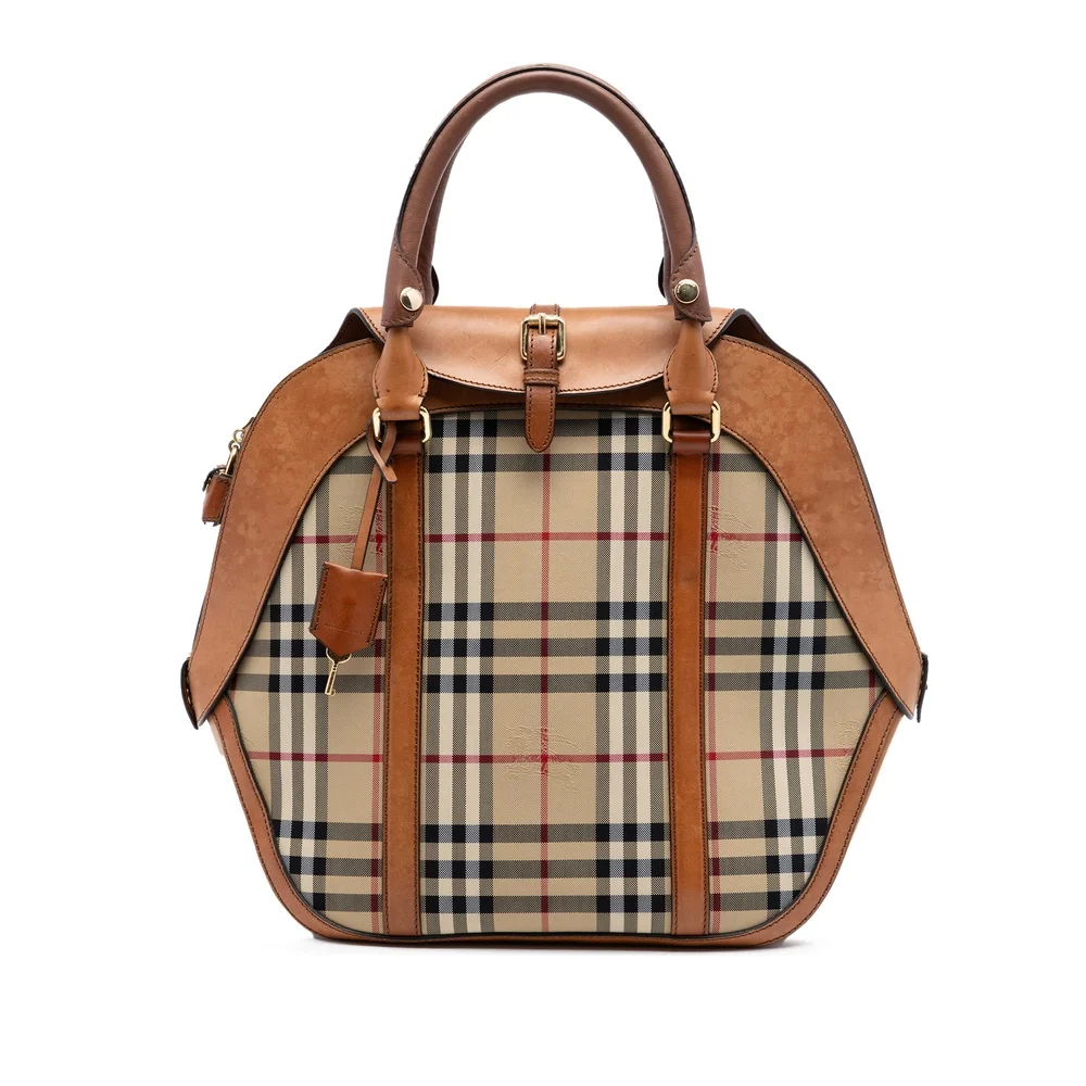 Pre-Loved Burberry Medium Haymarket Check Coated Canvas Orchard Bowling Bag